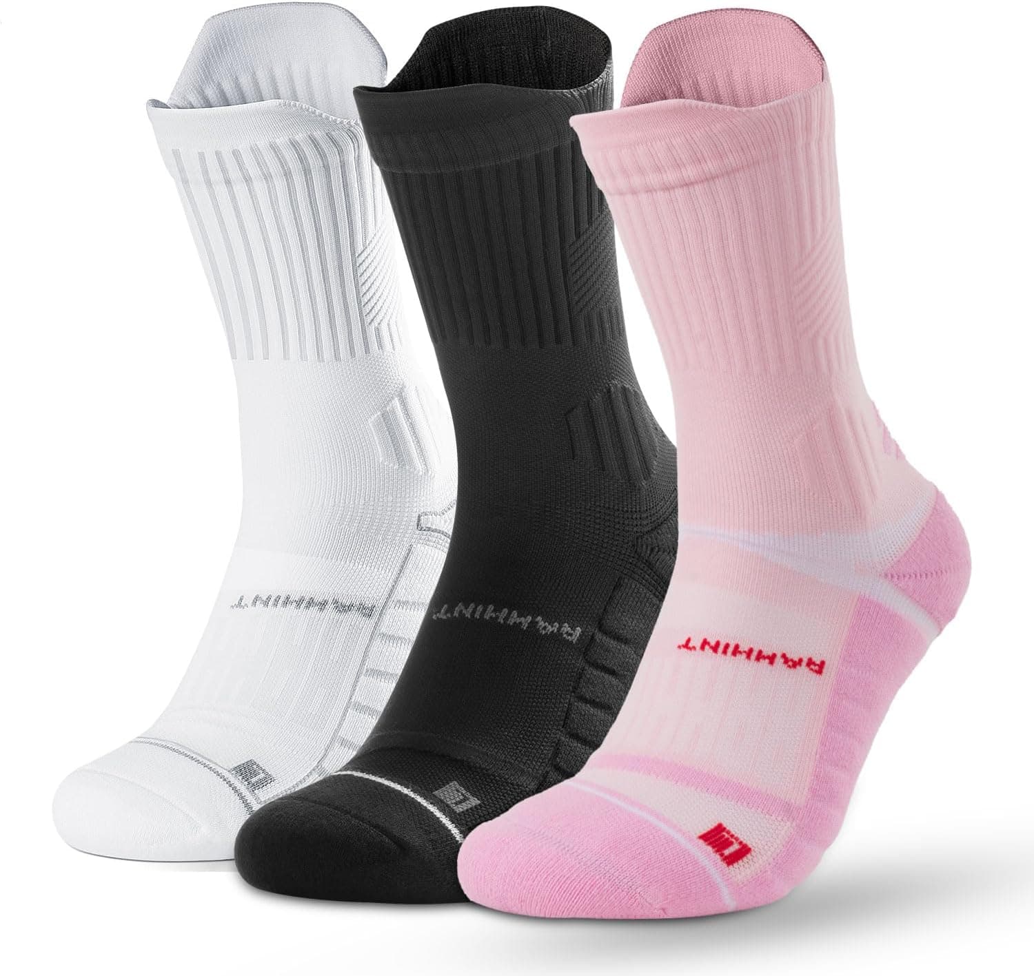 Rahhint Coolmax Calzini Running Donna Calze Compressione 15-20 mmHg con Design TAB Traspirabilità Anti Vesciche e Supporto Arco Plantare per Corsa Allenamento Confezione da 3 Paia