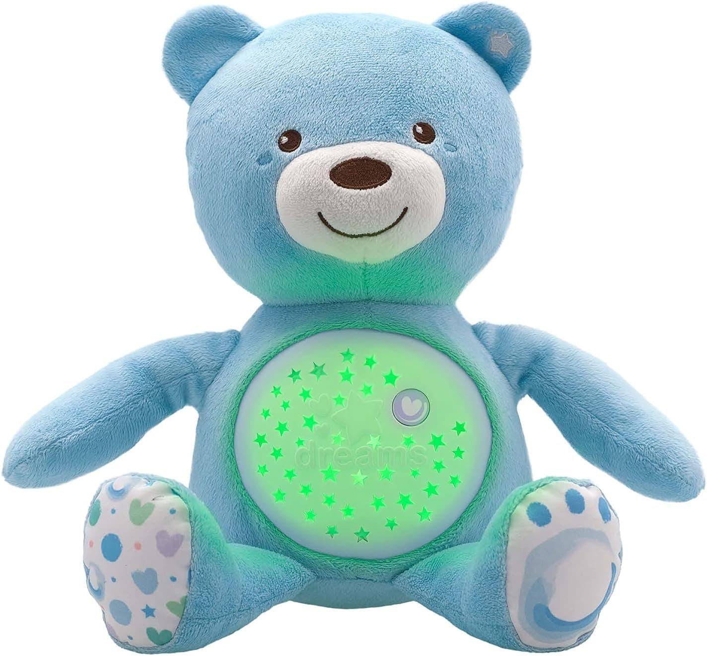 Chicco First Dreams Orsacchiotto Peluche Baby Bear, Soffice Pupazzo Proiettore con Luce Notturna Bambini, Effetti Luminosi e Rilassanti Melodie, Azzurro - Giochi Neonato 0 Mesi +