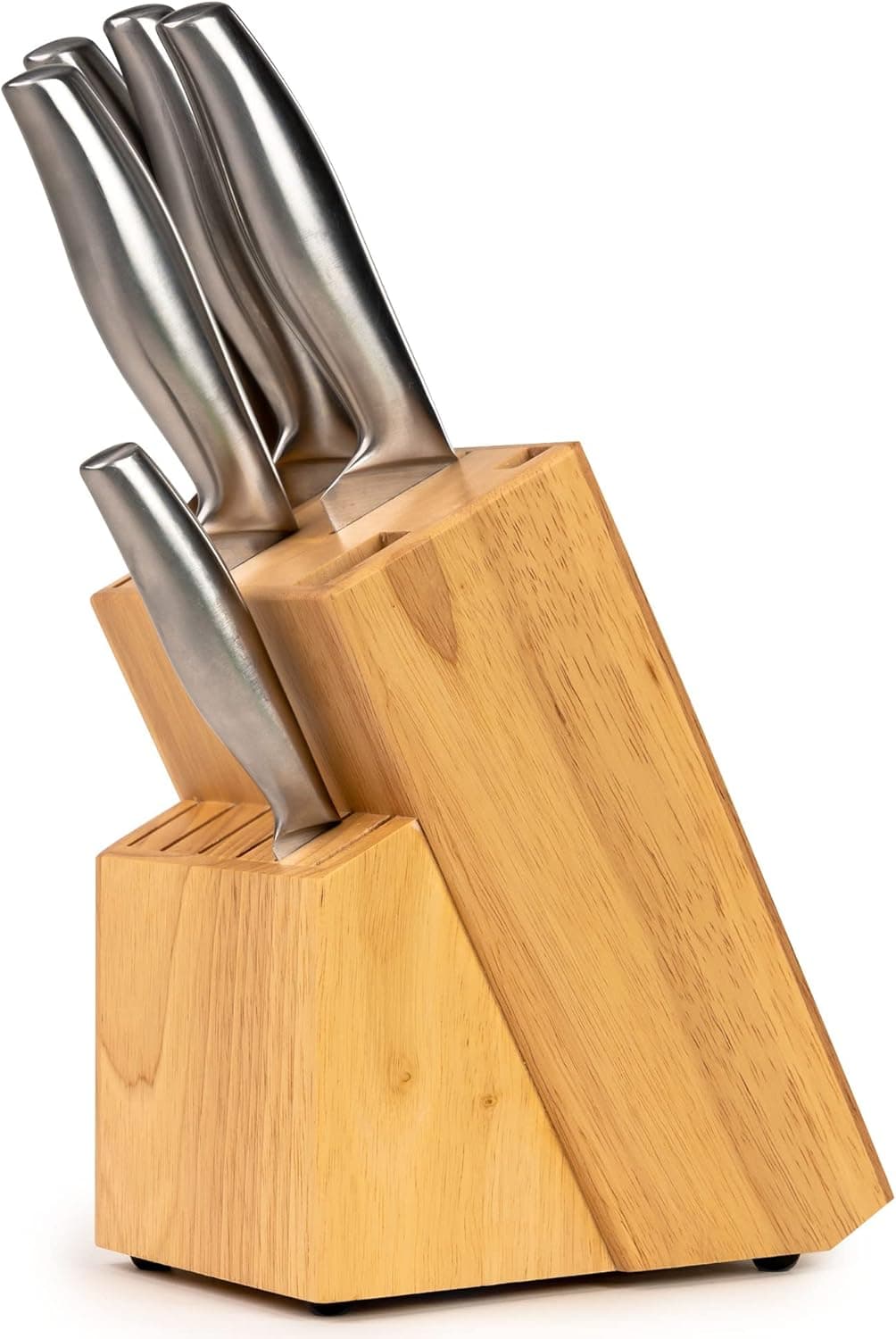 Coninx RAF Porta Coltelli in Legno Acacia - Ceppo Universale per Cucina Senza Coltelli - 13 x 19.5 x 23 cm (Legno di Gomma)