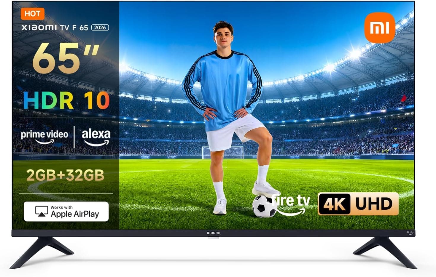 XIAOMI TV F 65, 65 pollici (165 cm),4K UHD,Smart TV, Fire TV,Triple Tuner DVB-C/S/S2/T/T2, HDR10,MEMC, Modalità Game Boost 120Hz, Controllo Vocale Alexa, 2GB+32GB, Compatibile con AirPlay