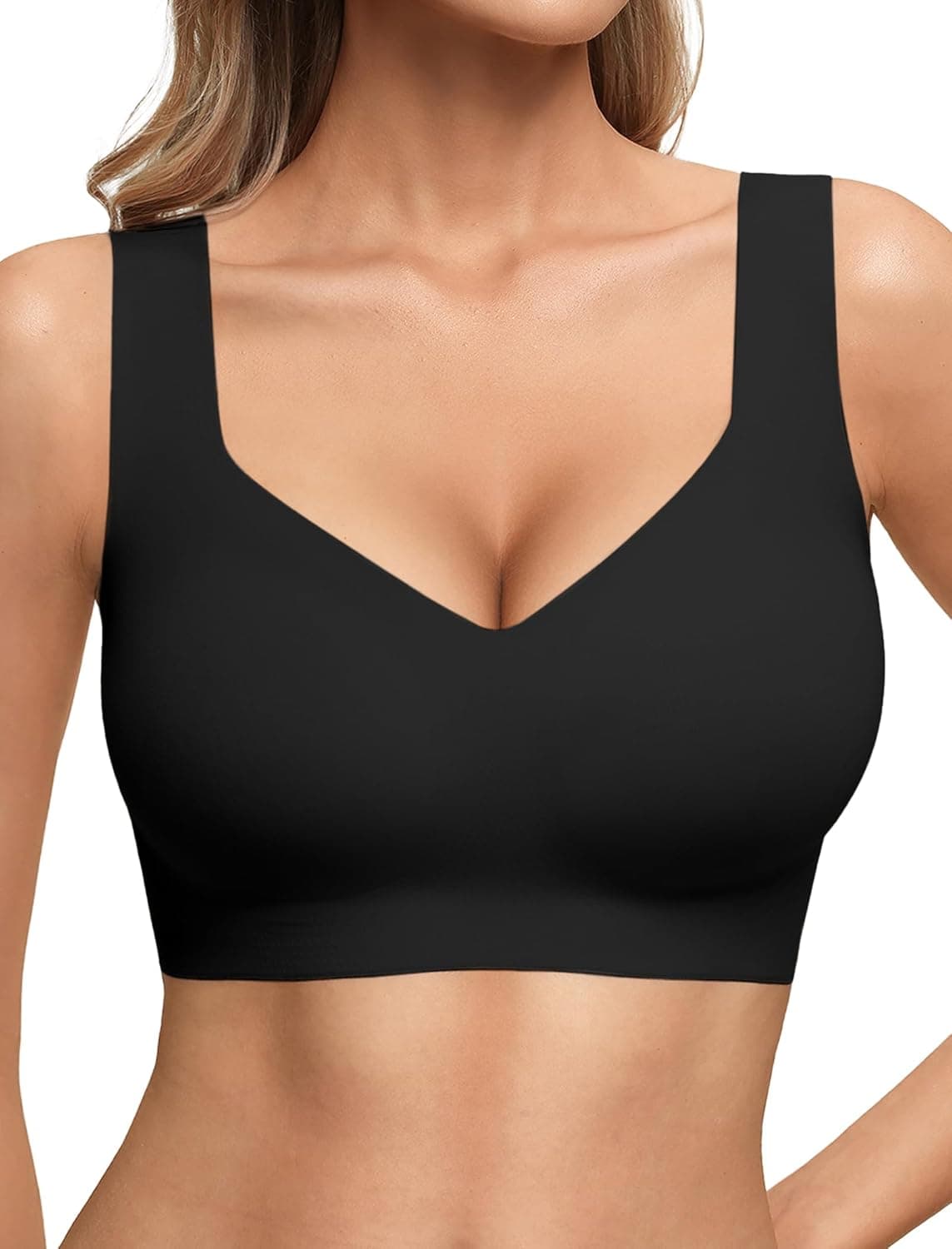 Jelly Bras for Women No Underwire Seamless Pullover Bras Wireless T Shirt Bralettes Wide Straps Sleep Everyday Bra
