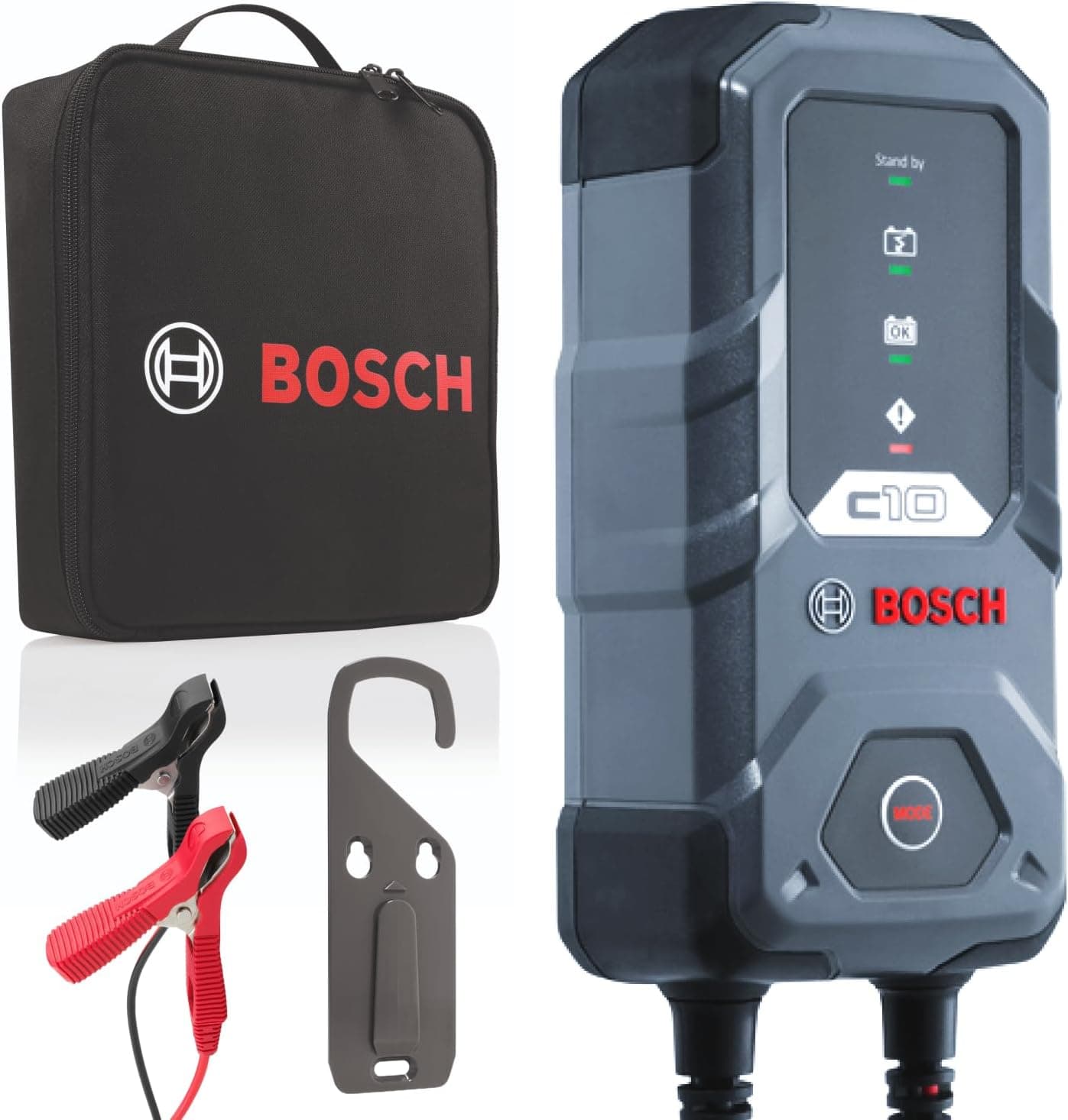 Bosch C10 Caricabatterie per Auto - 12 V / 3,5 A, con Carica di Mantenimento - Per Batterie al Piombo-Acido, AGM, GEL, EFB e SLI da 12 V