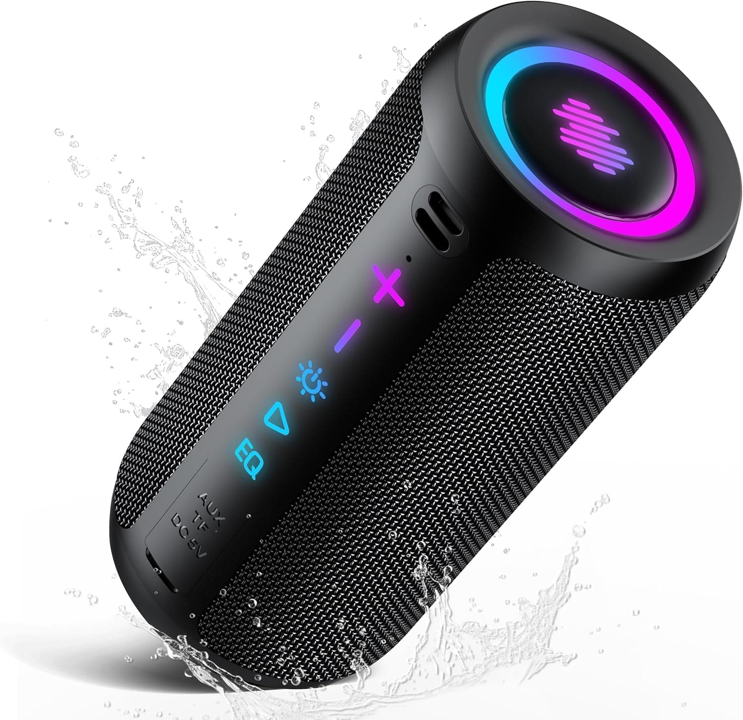 TIMU Cassa Bluetooth Portatile Potente, 25W Altoparlante Bluetooth 5.4 con 2 Modalità EQ, Basso Profondo, IPX7 Impermeabile Speaker, TWS, 24H di Autonomia, 8 Modalità RGB, Supporto AUX/TF
