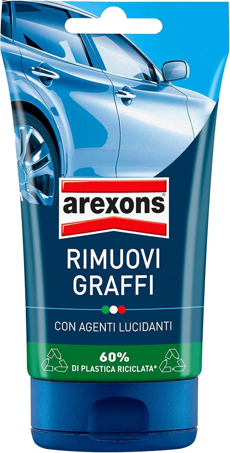 Arexons Pasta rimuovi graffi, auto carrozzeria, Speciali microparticelle per attenuare anche i graffi profondi, Delicato sulla carrozzeria, Con agenti lucidanti, 150 gr