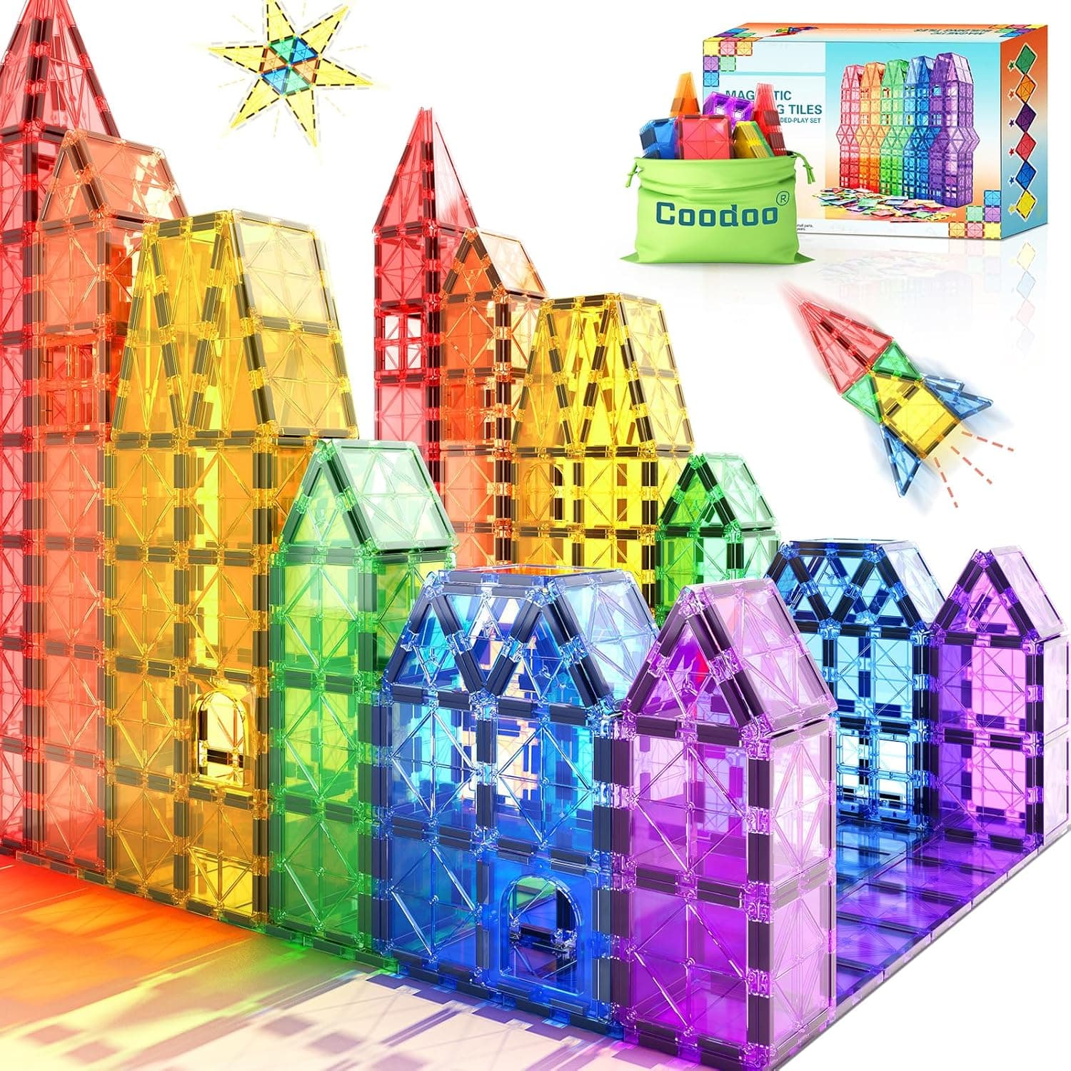 Piastrelle magnetiche Giocattoli per bambini Giocattoli magneti per il bambino Blocchi magnetici Giocattoli da costruzione Giocattoli Montessori per ragazzi e ragazze di 3+ anni