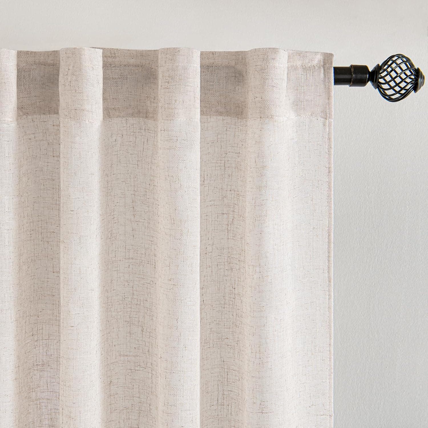 MIULEE Lino Tende Finestre Tenda a Pannello Traslucido Tende Moderne a Vela Trasparente per Porte Balcone Adatte per Soggiorno Camera da Letto 2 Pezzo Set Lino Naturale Bianco 140x260 cm