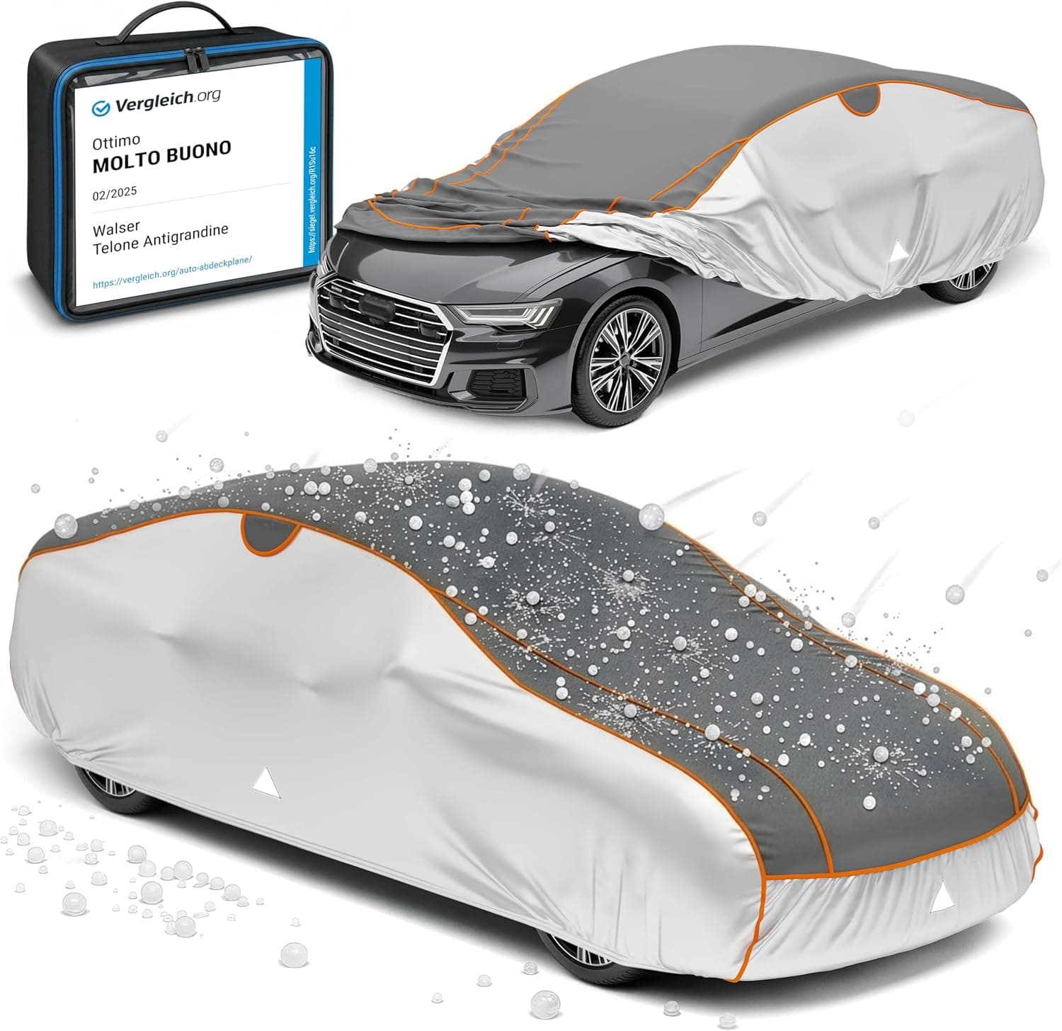 WALSER telo antigrandine per auto, Perma Protect, prodotto Molto Buono* copertura per auto antigrandine, certificato dal TÜV Austria* telo protettivo idrorepellente, Copriauto Misura 3