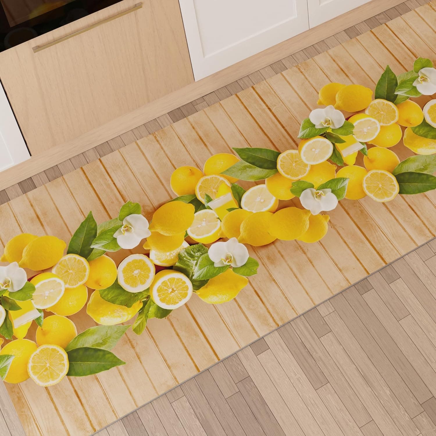 PETTI Artigiani Italiani - Tappeto Cucina Antiscivolo Lavabile, Passatoia Cucina, Tappeti Runner Cucina, 52x180 cm, Disegno Lemon 100% Made in Italy