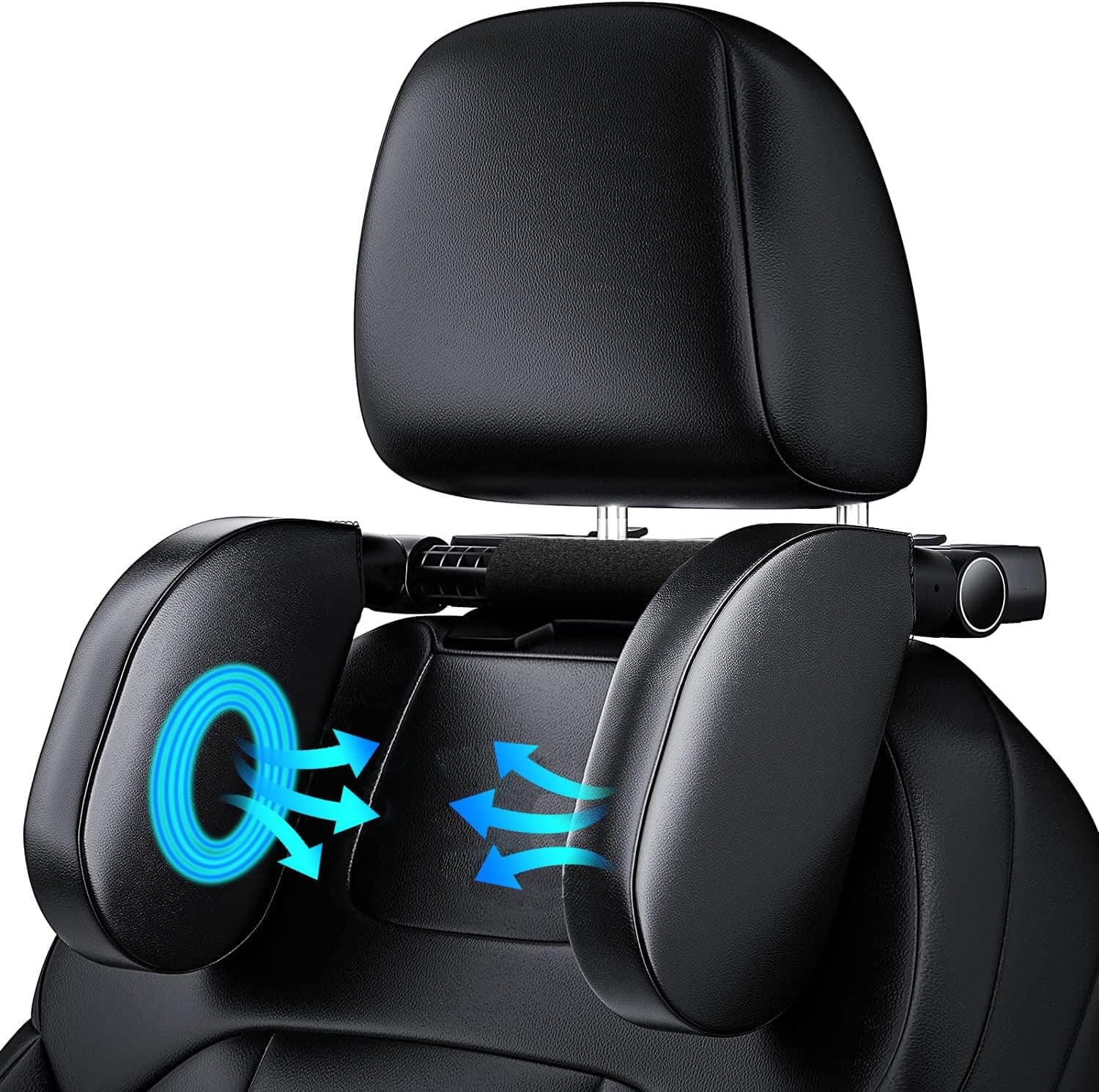 Poggiatesta Auto,180°Regolabile Telescopico Smontare Dell'auto Supporto Per Il Collo Dormire Poggiatesta Laterale,Adatto Per Il Supporto Della Testa di Adulti e Bambini (Nero A05 PVC)