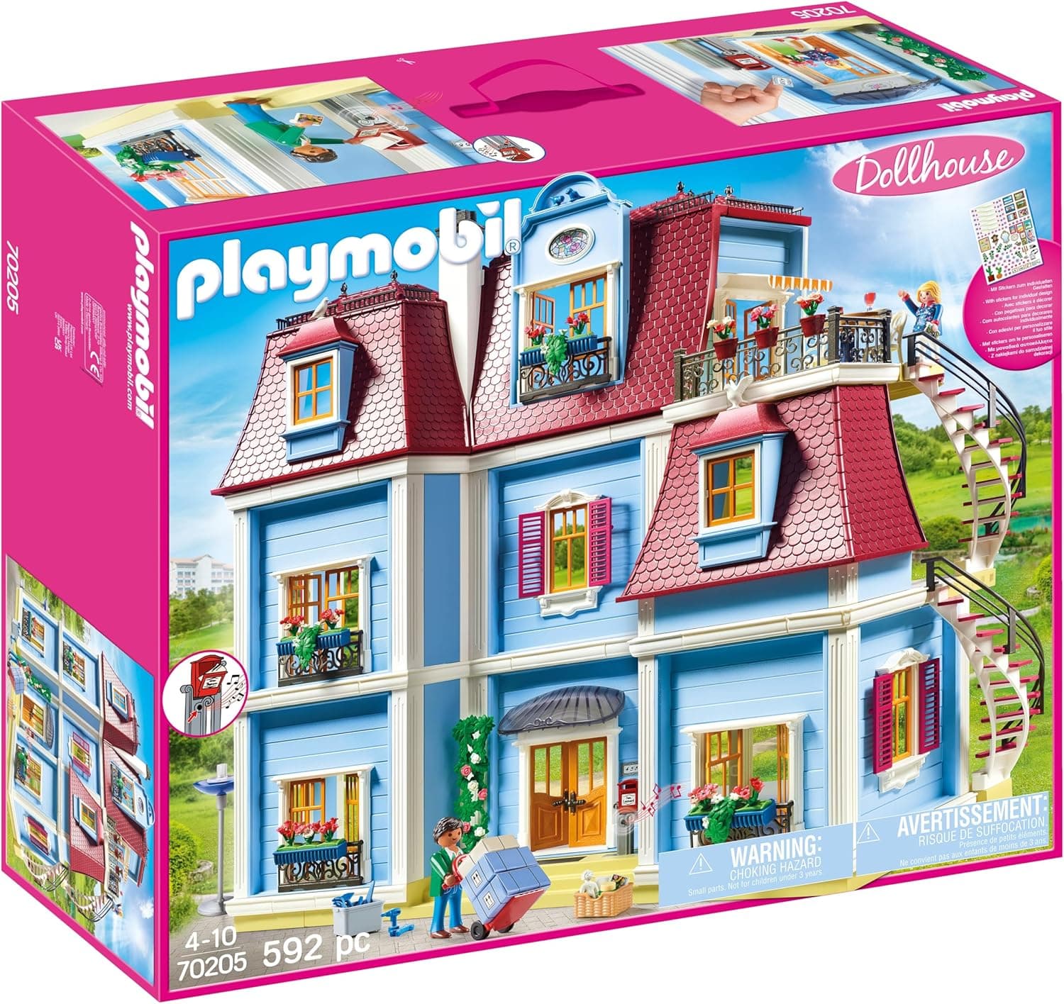 PLAYMOBIL Dollhouse 70205 - Grande casa delle bambole, Con campanello funzionante, Dai 4 anni