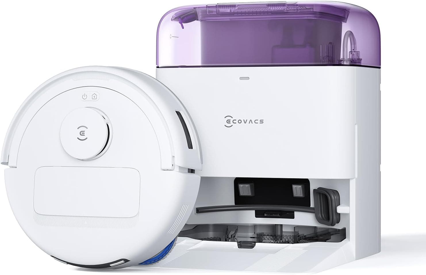 ECOVACS DEEBOT MINI Robot Aspirapolvere Lavapavimenti, 9000Pa, ZeroTangle 2.0, TrueMapping 2.0, Asciugatura ad Aria Calda 45°C, Svuotamento Automatico, Lavaggio Profondo Intelligente, Viola