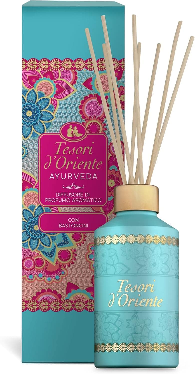 Tesori d'Oriente - Diffusore Ayurveda, Profumatore per Ambienti con Bastoncini, con Oli Essenziali dalle Note di Amla e Patchouli, Deodorante Casa, 200ml